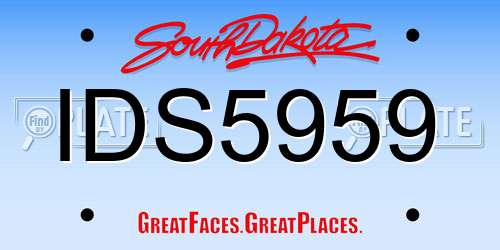 IDS5959 South Dakota License Plate
