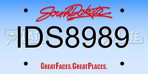 IDS8989 South Dakota License Plate