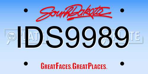 IDS9989 South Dakota License Plate