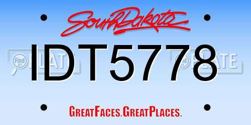 IDT5778 South Dakota License Plate