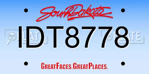IDT8778 South Dakota License Plate