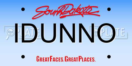 IDUNNO South Dakota License Plate