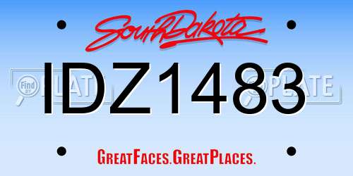 IDZ1483 South Dakota License Plate