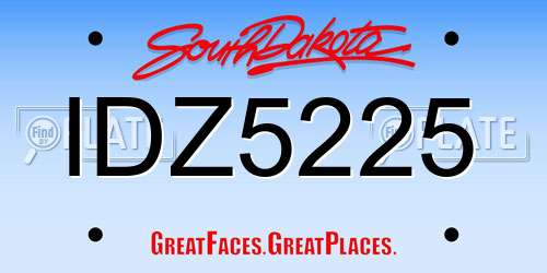 IDZ5225 South Dakota License Plate