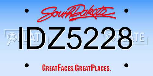 IDZ5228 South Dakota License Plate