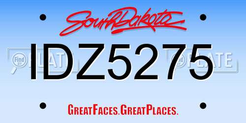 IDZ5275 South Dakota License Plate