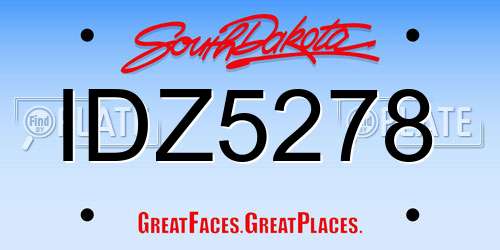 IDZ5278 South Dakota License Plate