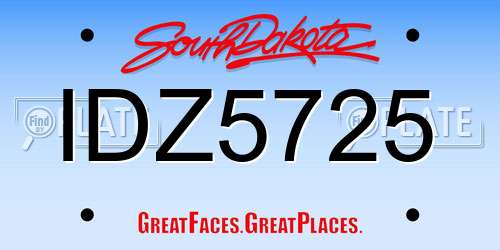 IDZ5725 South Dakota License Plate