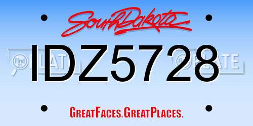 IDZ5728 South Dakota License Plate