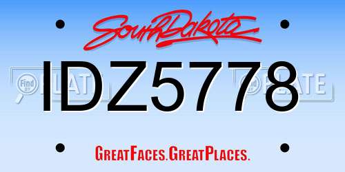 IDZ5778 South Dakota License Plate