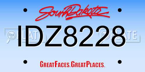 IDZ8228 South Dakota License Plate