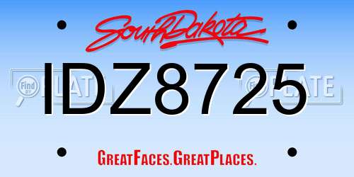 IDZ8725 South Dakota License Plate
