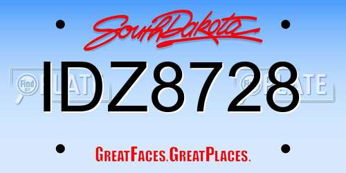 IDZ8728 South Dakota License Plate