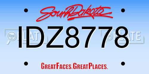 IDZ8778 South Dakota License Plate
