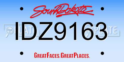 IDZ9163 South Dakota License Plate
