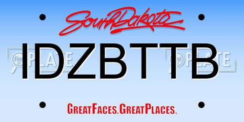 IDZBTTB South Dakota License Plate