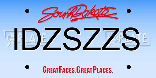 IDZSZZS South Dakota License Plate