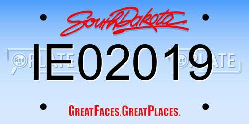 IE02019 South Dakota License Plate