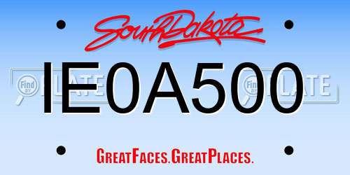 IE0A500 South Dakota License Plate