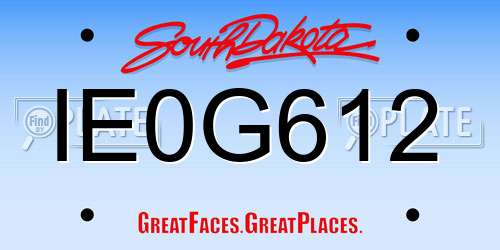 IE0G612 South Dakota License Plate
