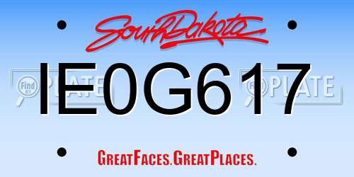 IE0G617 South Dakota License Plate
