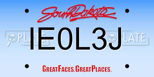 IE0L3J South Dakota License Plate