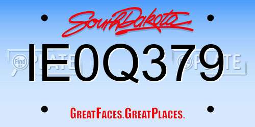 IE0Q379 South Dakota License Plate