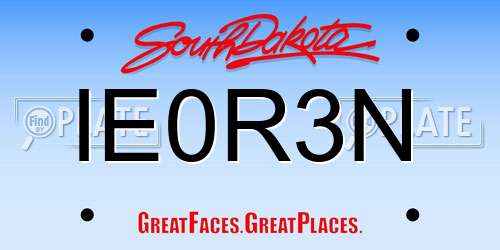 IE0R3N South Dakota License Plate