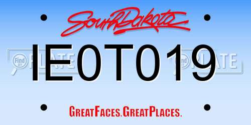 IE0T019 South Dakota License Plate