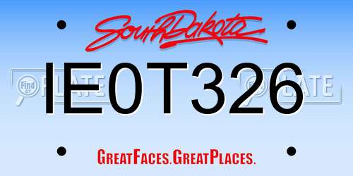 IE0T326 South Dakota License Plate
