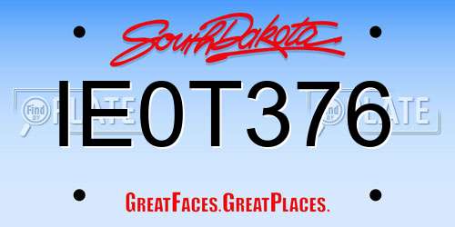 IE0T376 South Dakota License Plate