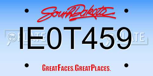 IE0T459 South Dakota License Plate