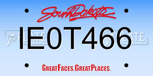 IE0T466 South Dakota License Plate