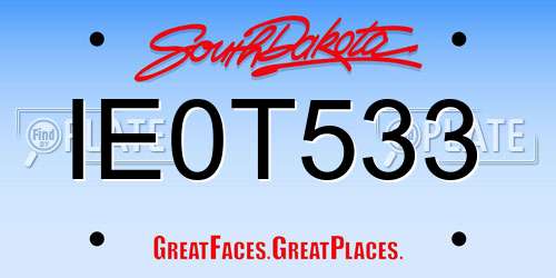 IE0T533 South Dakota License Plate