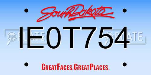 IE0T754 South Dakota License Plate