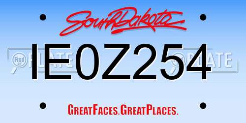 IE0Z254 South Dakota License Plate