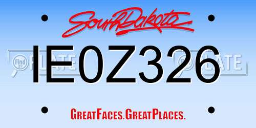 IE0Z326 South Dakota License Plate