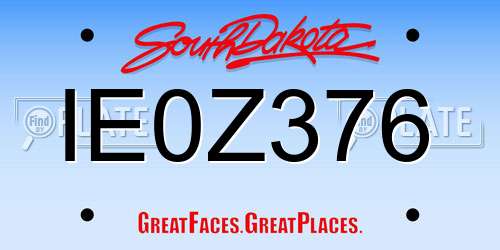 IE0Z376 South Dakota License Plate