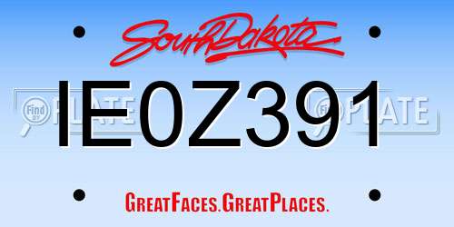IE0Z391 South Dakota License Plate