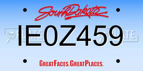 IE0Z459 South Dakota License Plate