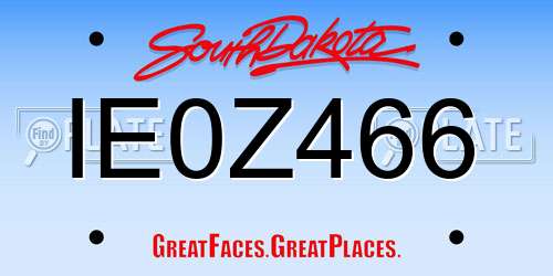 IE0Z466 South Dakota License Plate