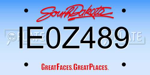 IE0Z489 South Dakota License Plate