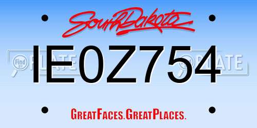 IE0Z754 South Dakota License Plate