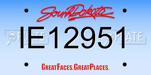 IE12951 South Dakota License Plate