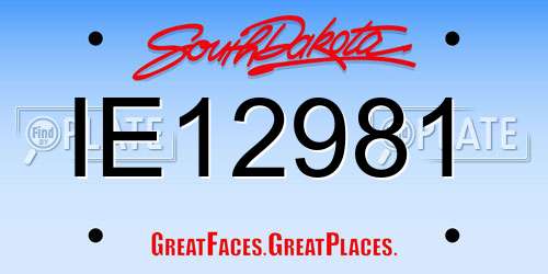 IE12981 South Dakota License Plate