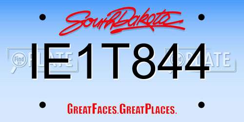 IE1T844 South Dakota License Plate