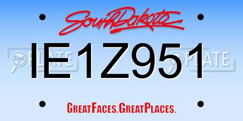 IE1Z951 South Dakota License Plate