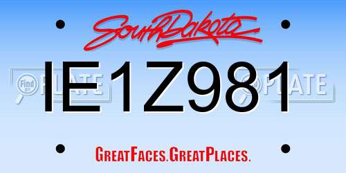 IE1Z981 South Dakota License Plate
