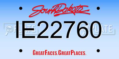 IE22760 South Dakota License Plate