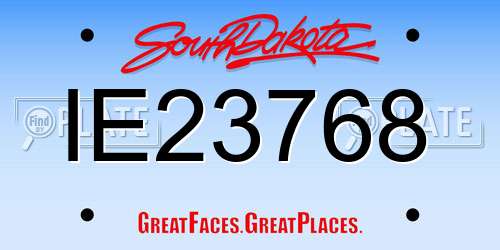 IE23768 South Dakota License Plate